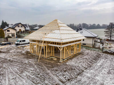 Gotowa konstrukcja szkieletu domu kanadyjskiego w Wodzisławiu Śląskim