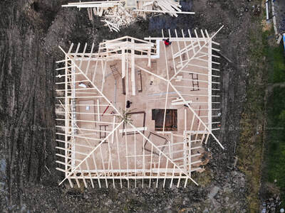 Budowa konstrukcji dachu na budowie domu w technologii szkieletowej, Wodzisławi Śląski
