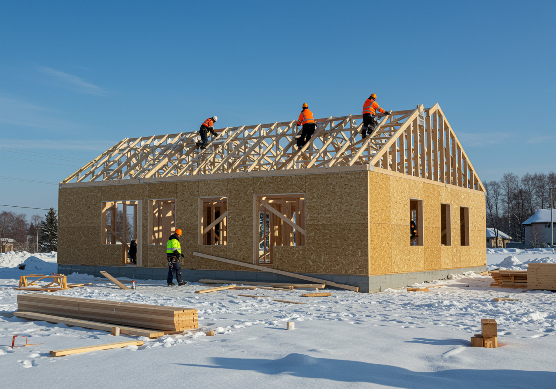Budowa domu szkieletowego zimą