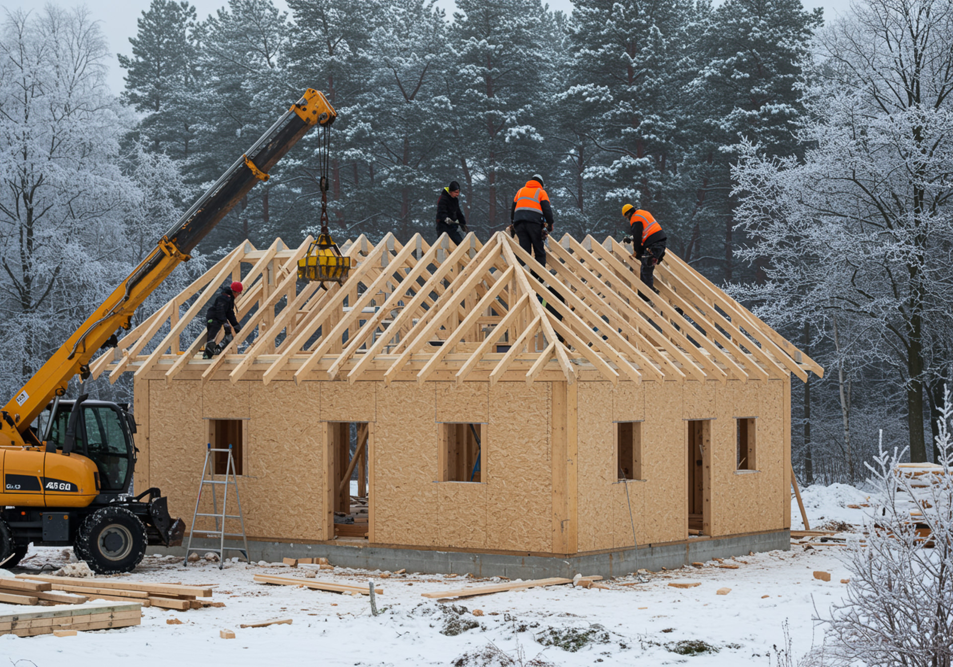 Budowa domu szkieletowego zimą