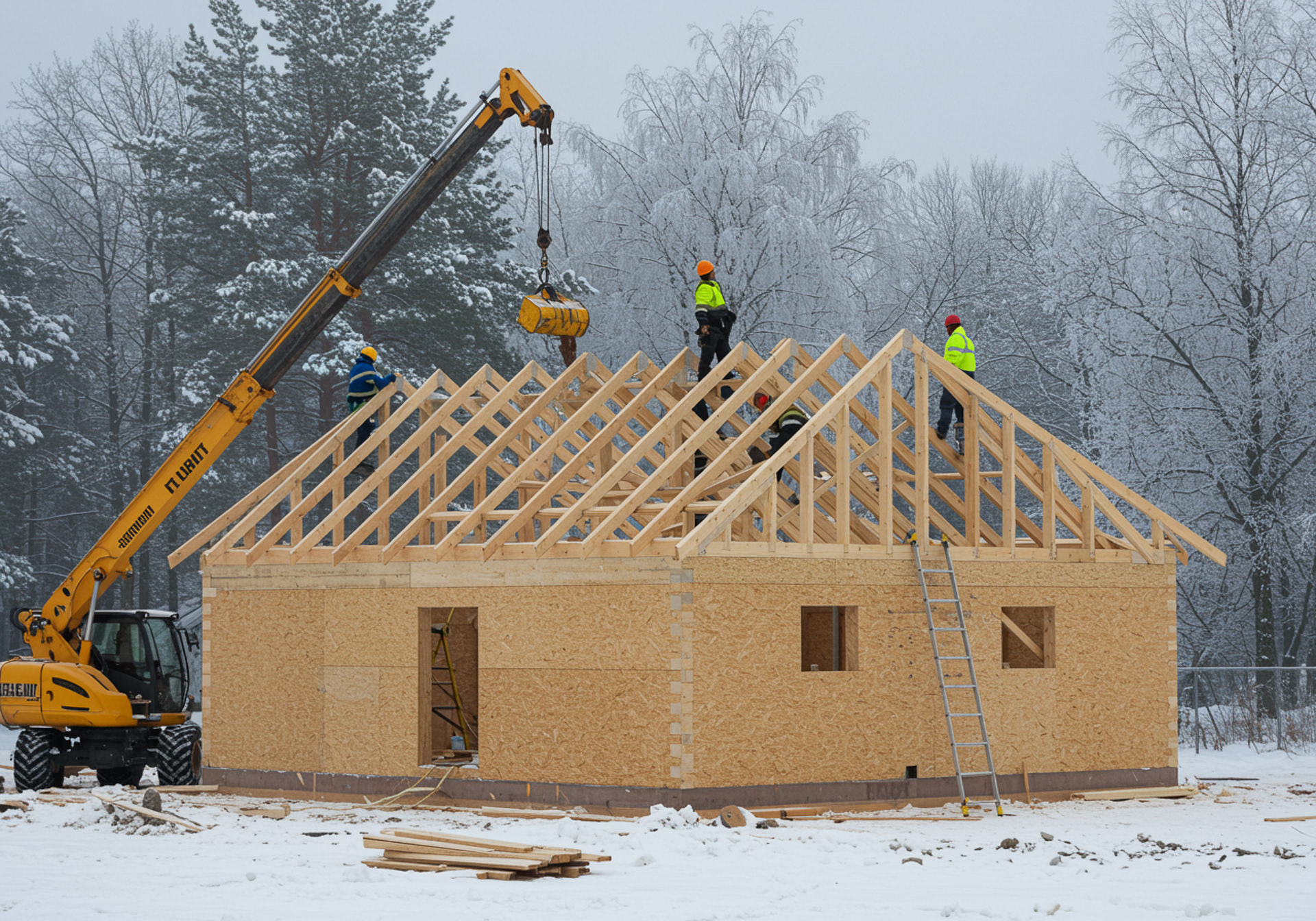 Budowa domu szkieletowego zimą