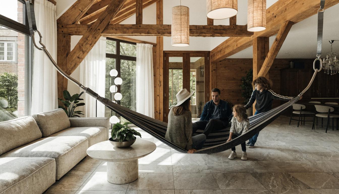 Montaż hamaków i huśtawek w drewnianym stropie